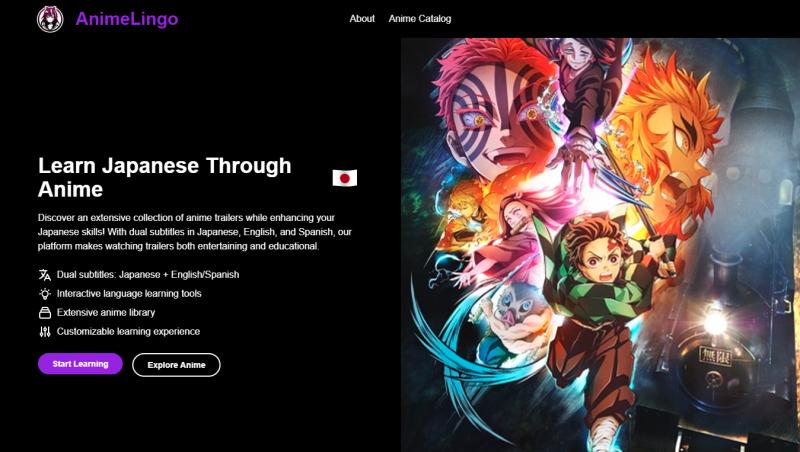 A sleek interface showcasing an anime-themed platform with vibrant colors and engaging visuals.