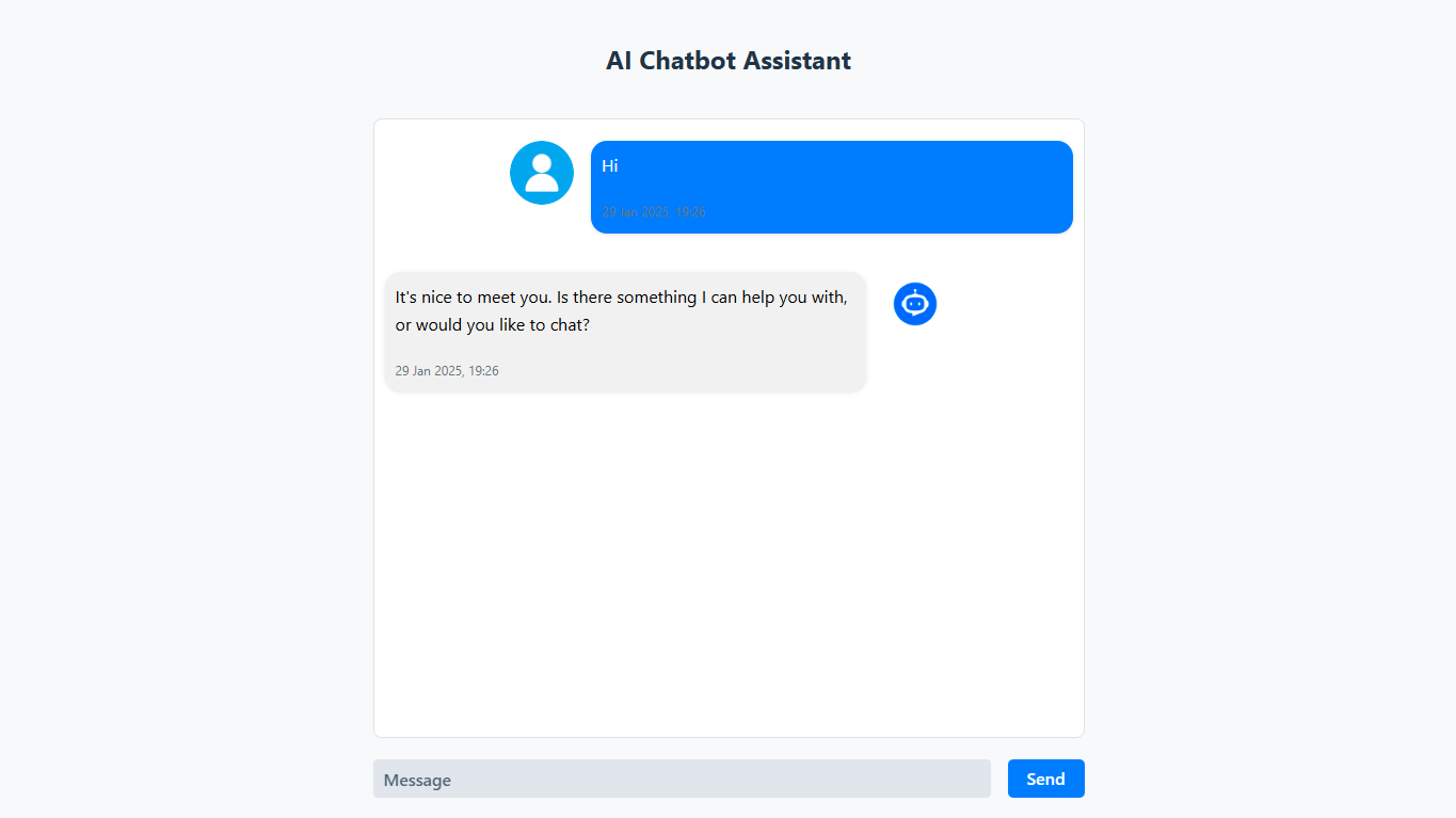 AI Chatbot interface showcasing an interactive chat and bot responses